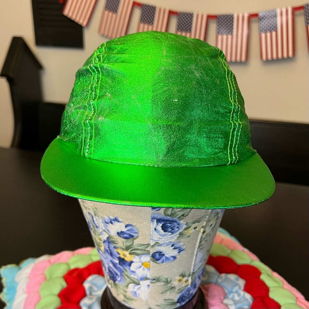 Sass Vintage 80s/90s Made In USA Green Metallic Baseball Cap Hat SM/MD